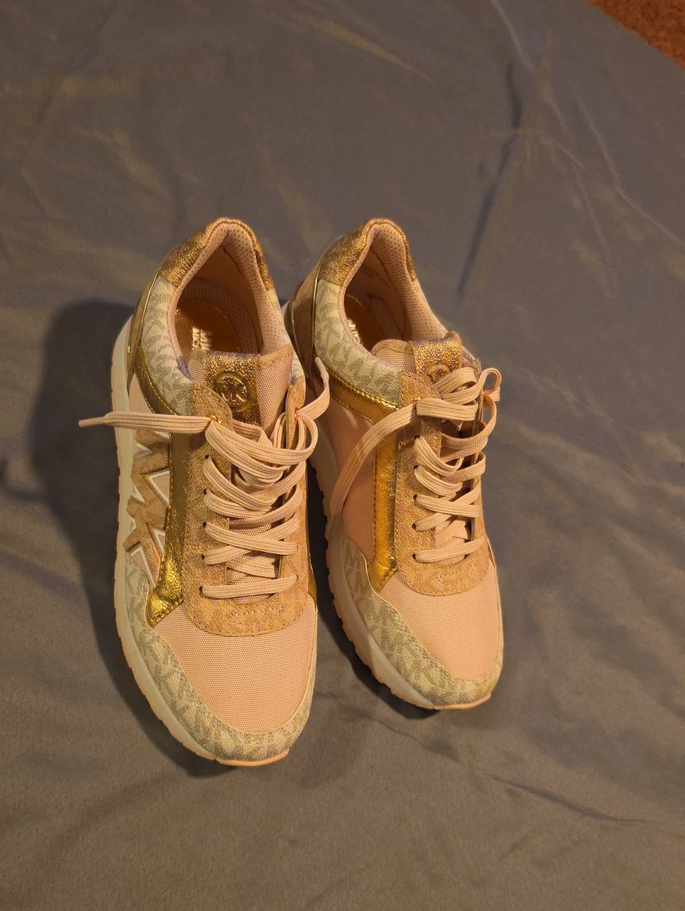 Michael Kors Pink and Gold Logo Accent Sneakers